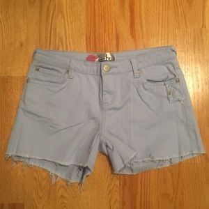 Periwinkle raw edge shorts
